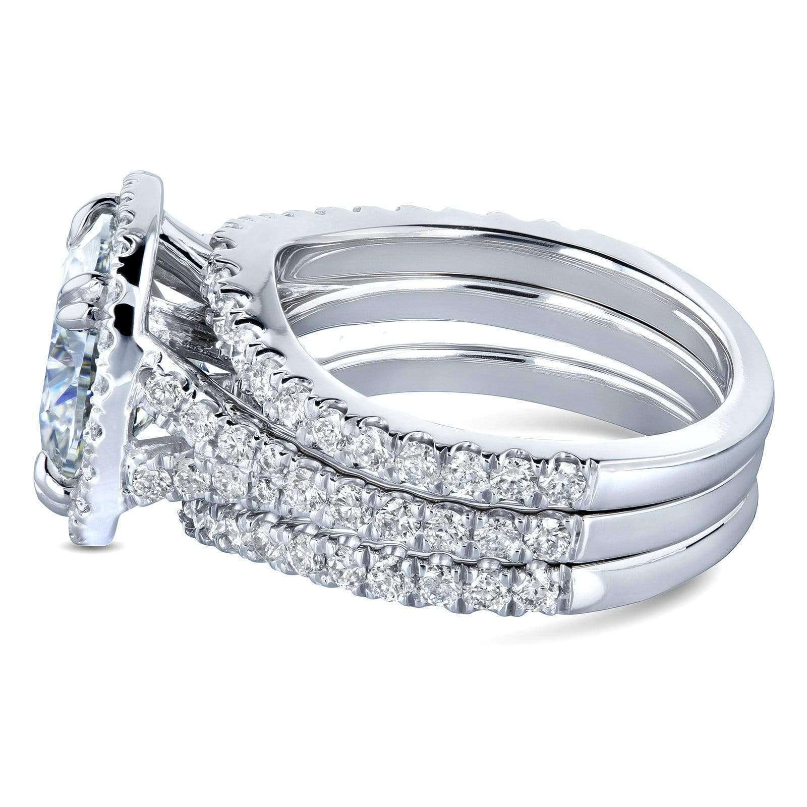 Kobelli Round Forever One Moissanite Halo Bridal Rings 4 1/3 CTW Platinum (3 Piece Set)