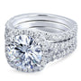 Kobelli Round Forever One Moissanite Halo Bridal Rings 4 1/3 CTW Platinum (3 Piece Set)