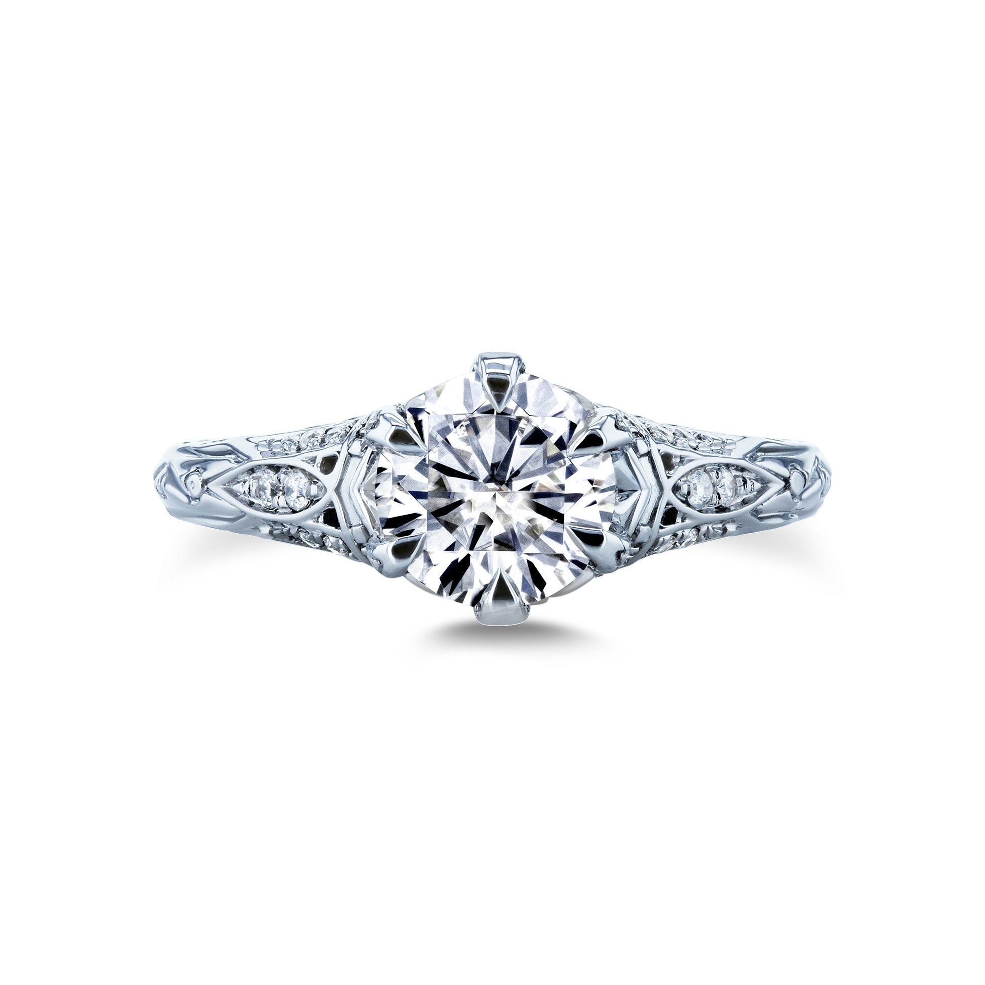 1.16 Carat Moissanite 6-Prong Ornate Ring