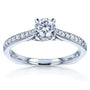 Kobelli Round Moissanite and Diamond Square Shank Trellis Engagement Ring 5/8 CTW 14k White Gold (DEF/VS, GH/I)