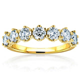 Kobelli 7-Stone Prong Set Moissanite Ring 1 1/10 Carat TW in 14k Yellow Gold (DEF/VS)