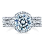 Kobelli Round Brilliant Moissanite and Diamond Halo 3-Piece Bridal Rings Set 2 1/2 CTW 14k White Gold (DEF/VS, GH/I)