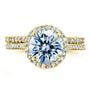 Kobelli Round Brilliant Moissanite and Diamond Halo Bridal Wedding Rings Set 2 1/3 CTW 14k Yellow Gold (DEF/VS, GH/I)