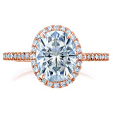 Kobelli Forever One Oval Moissanite and Diamond Halo Engagement Ring 2 1/4 CTW 14k Rose Gold (DEF/VS, GH/I)