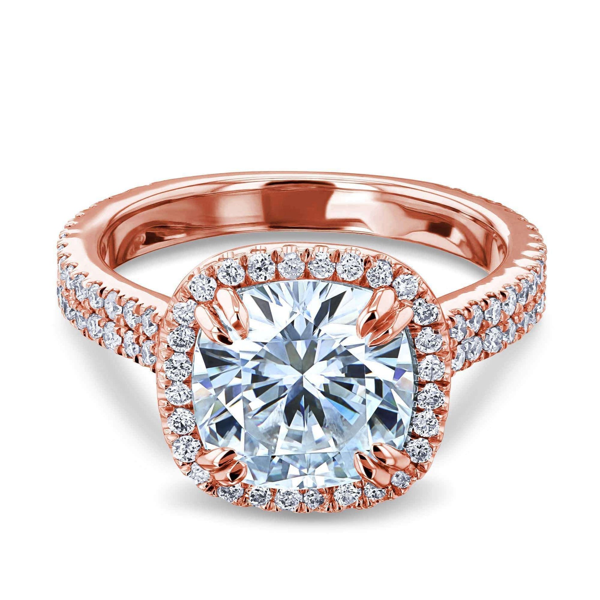 Kobelli 2.8ct Forever One Moissanite Ring & Diamond Head Halo 14k Gold