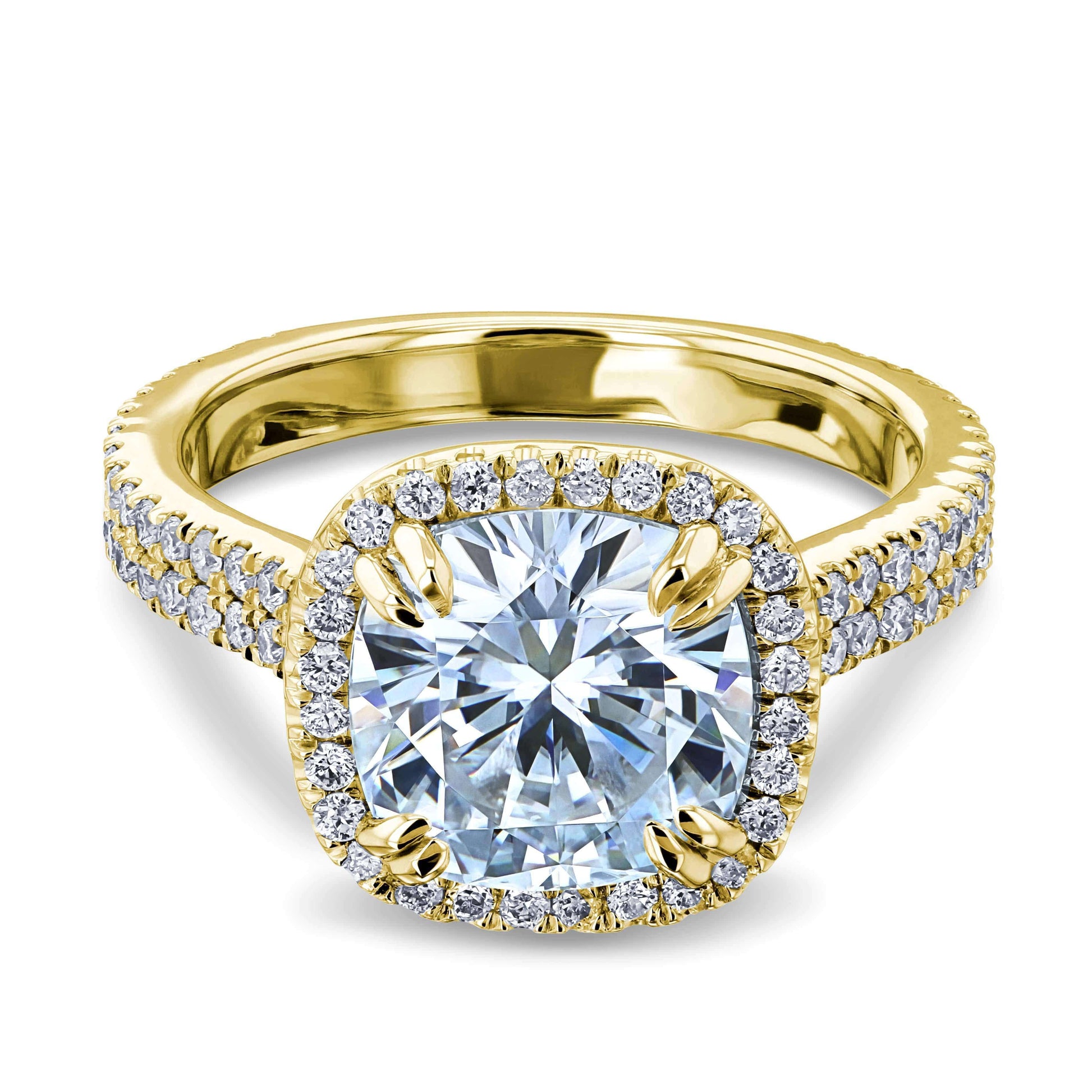 Kobelli 2.8ct Forever One Moissanite Ring & Diamond Head Halo 14k Gold