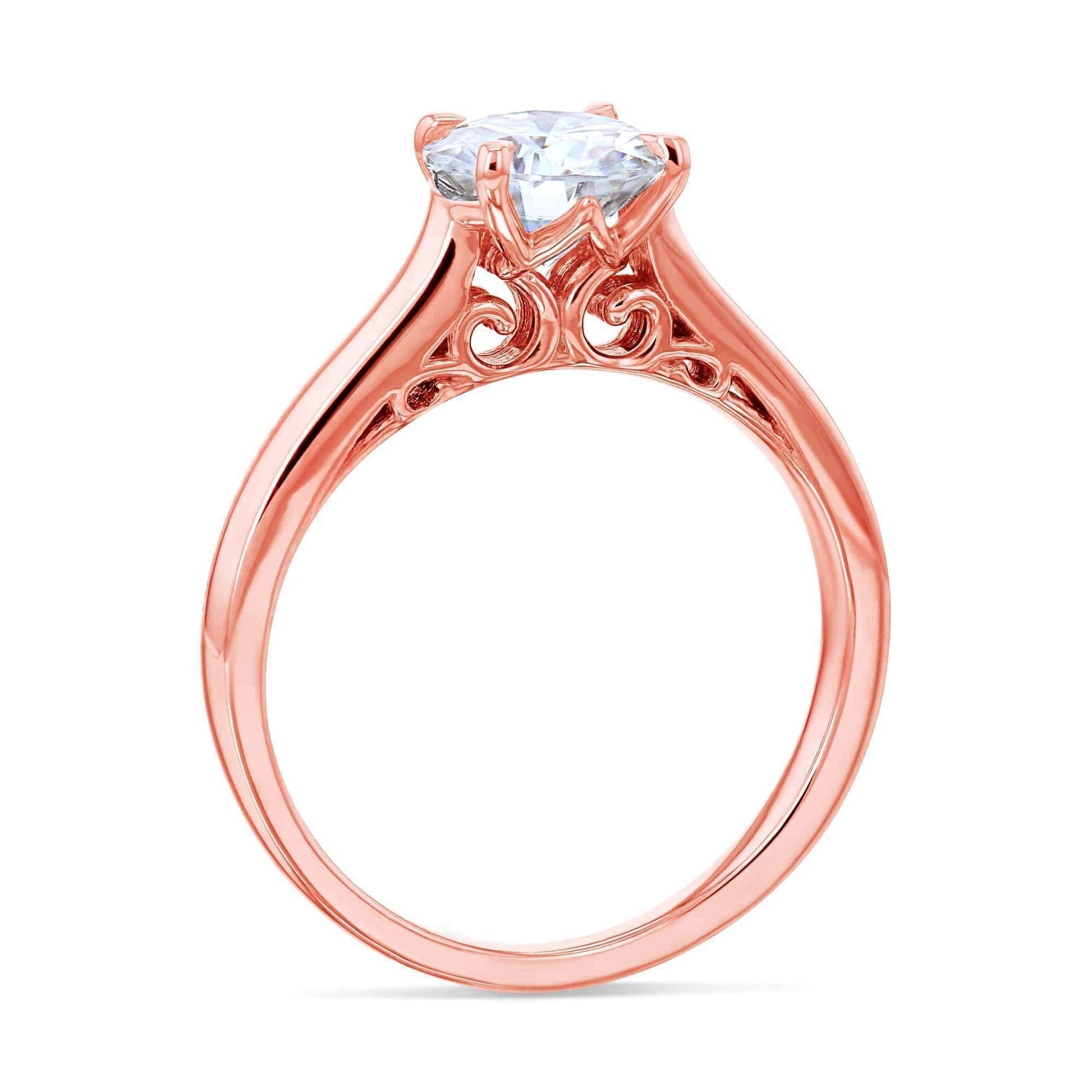Kobelli 1ct Round Forever One Moissanite Volutes W-Head Ring