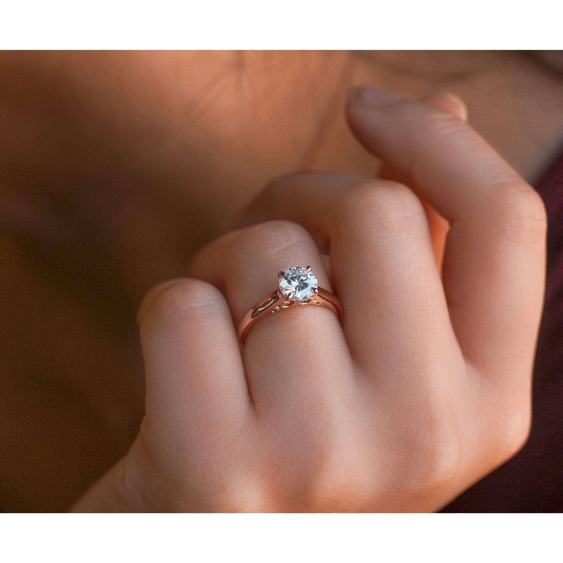 Kobelli 1ct Round Forever One Moissanite Volutes W-Head Ring