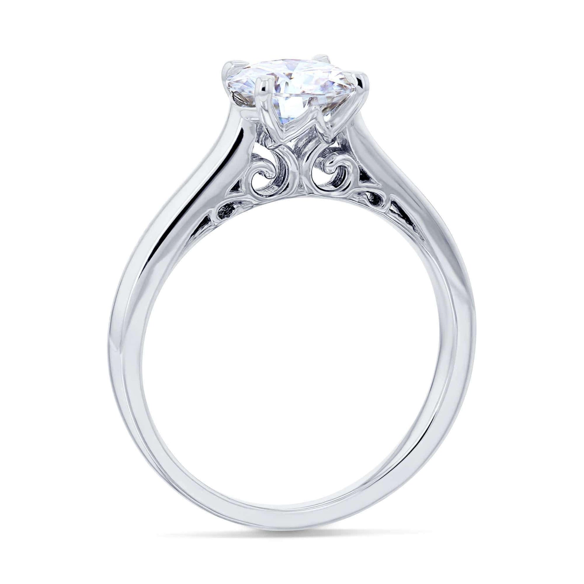 Kobelli 1ct Round Forever One Moissanite Volutes W-Head Ring