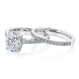 Kobelli 2.1ct Oval Moissanite Drop Halo Bridal Set