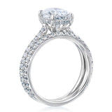 Kobelli 2.1ct Oval Moissanite Drop Halo Bridal Set