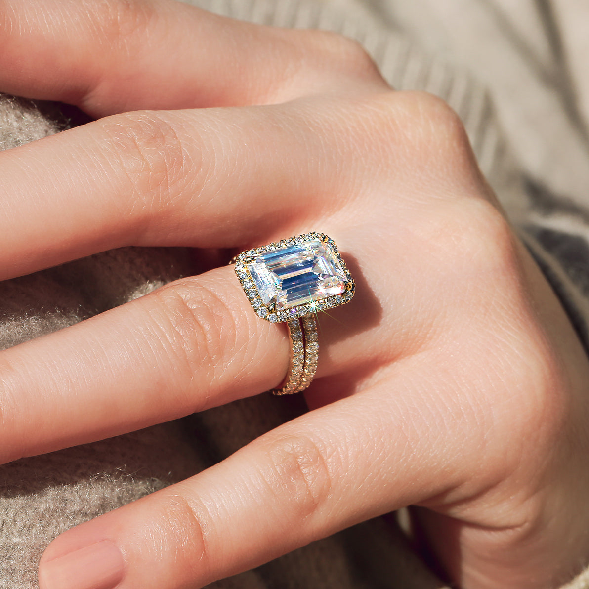 Emerald Moissanite Engagement Rings