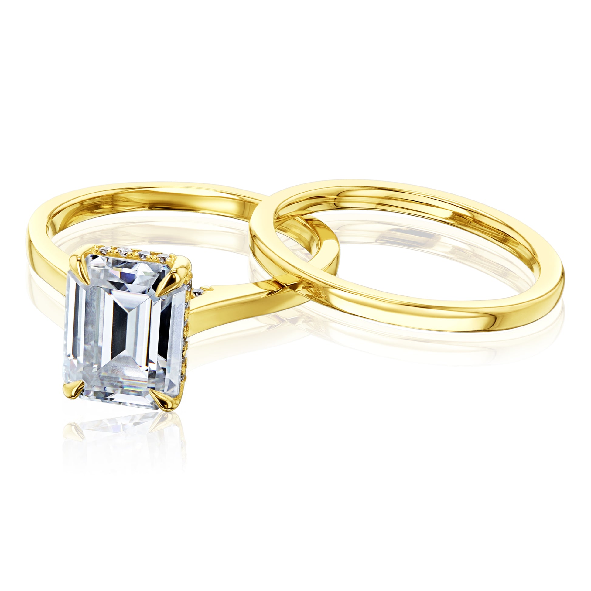 Kobelli London Collection Erin 2.45ct Emerald Moissanite Cathedral Bridal Set