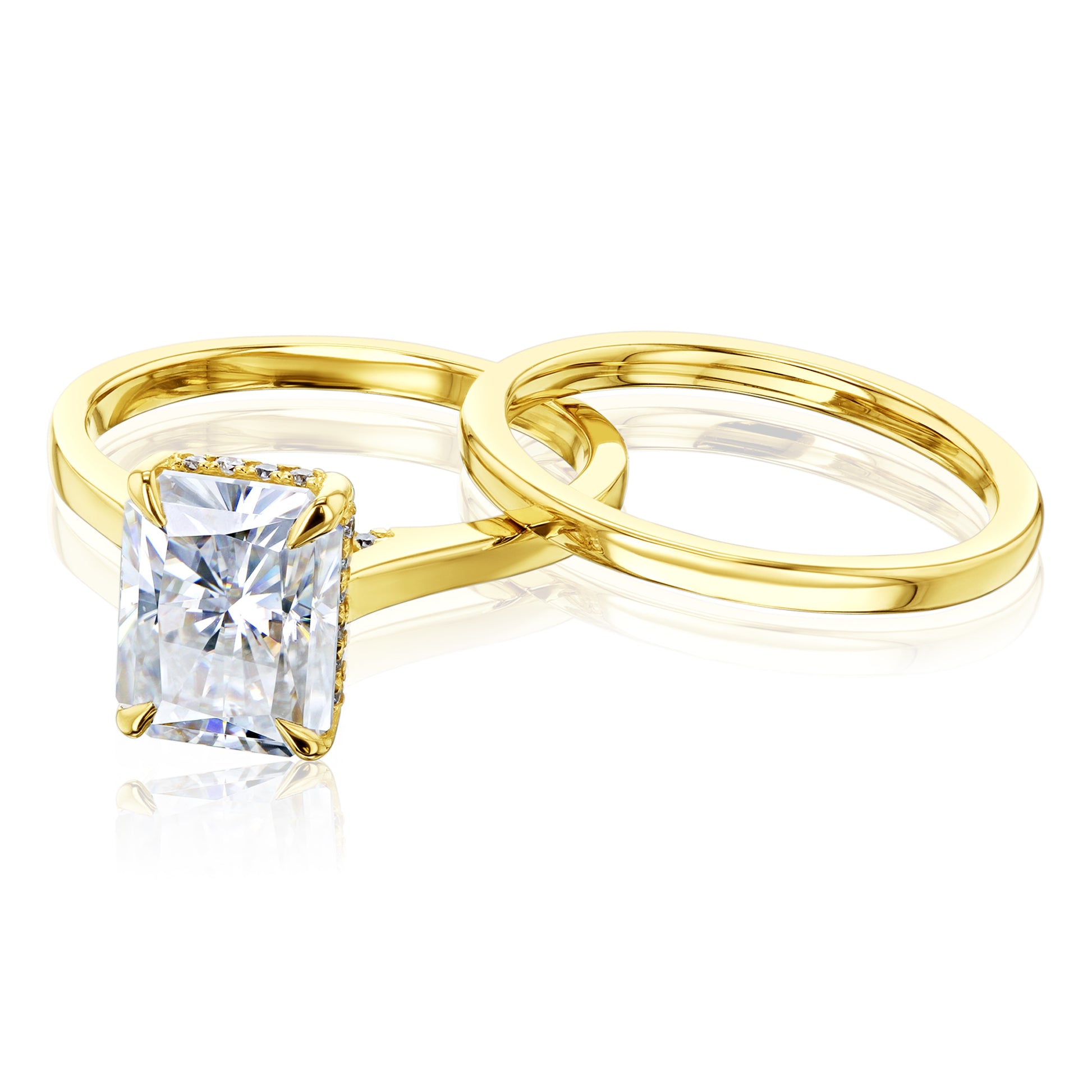 Kobelli London Collection Rae 2.7ct Radiant Moissanite Cathedral Bridal Set