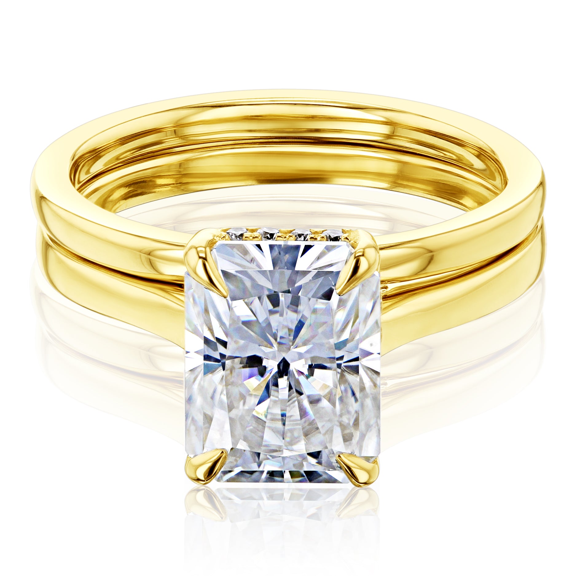 Kobelli London Collection Rae 2.7ct Radiant Moissanite Cathedral Bridal Set