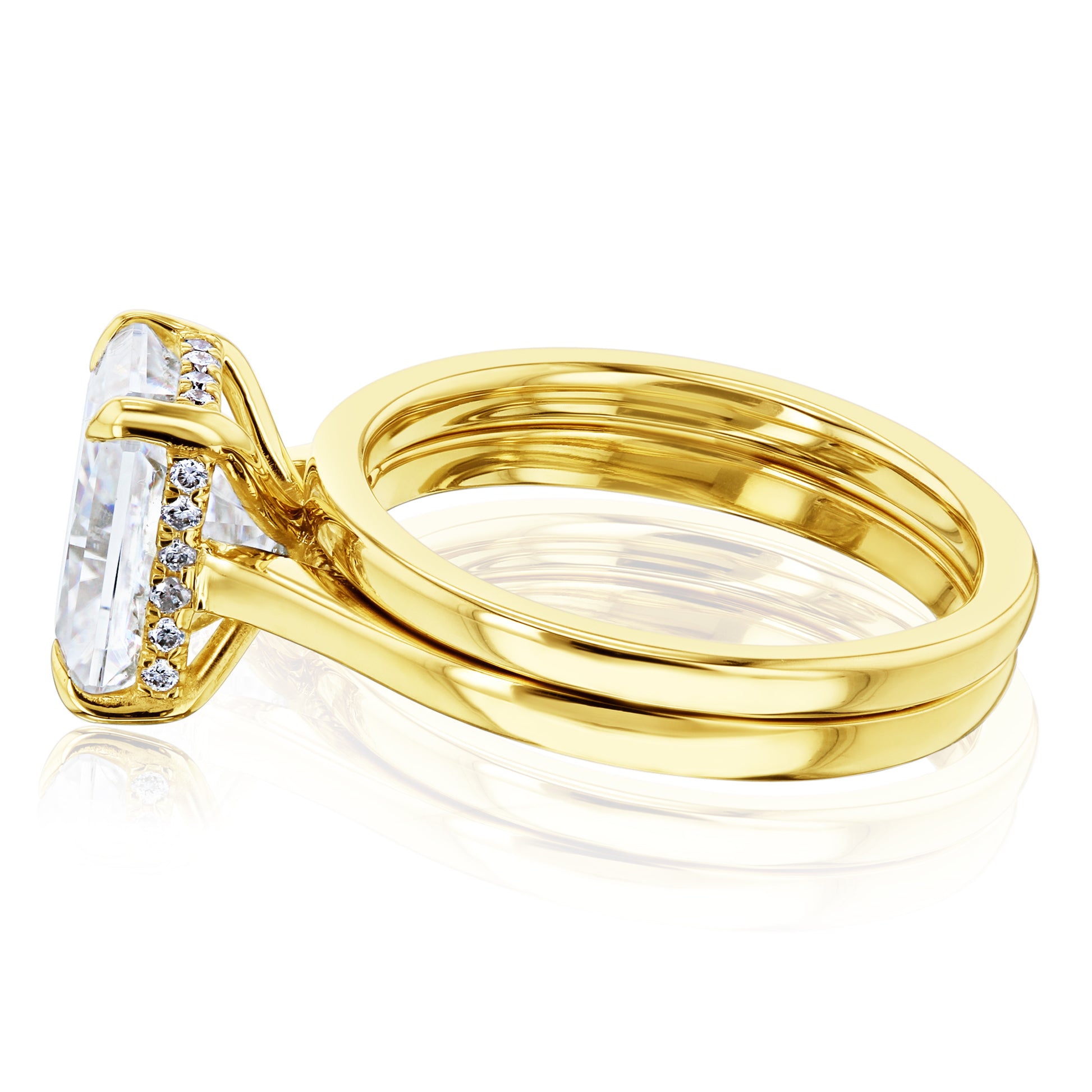 Kobelli London Collection Rae 2.7ct Radiant Moissanite Cathedral Bridal Set