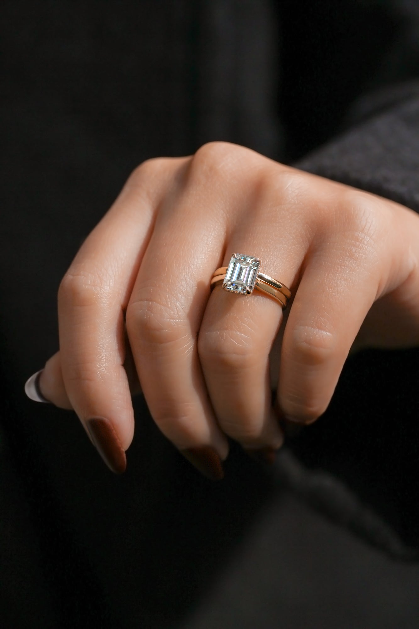 Kobelli London Collection Eden 2.45ct Emerald Moissanite Cathedral Bridal Set