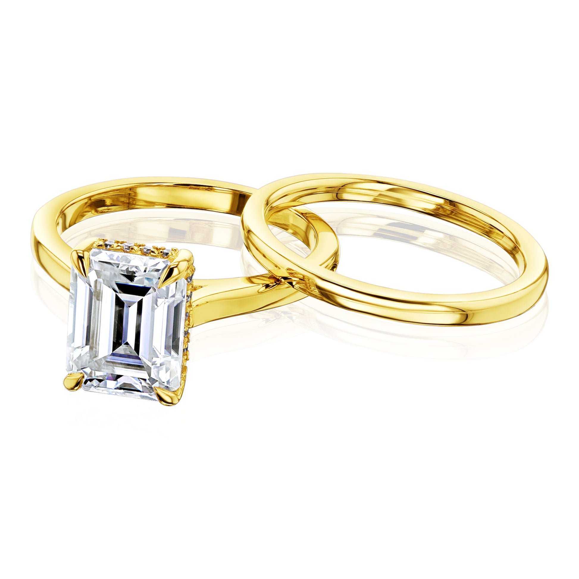 Kobelli London Collection Eden 2.45ct Emerald Moissanite Cathedral Bridal Set