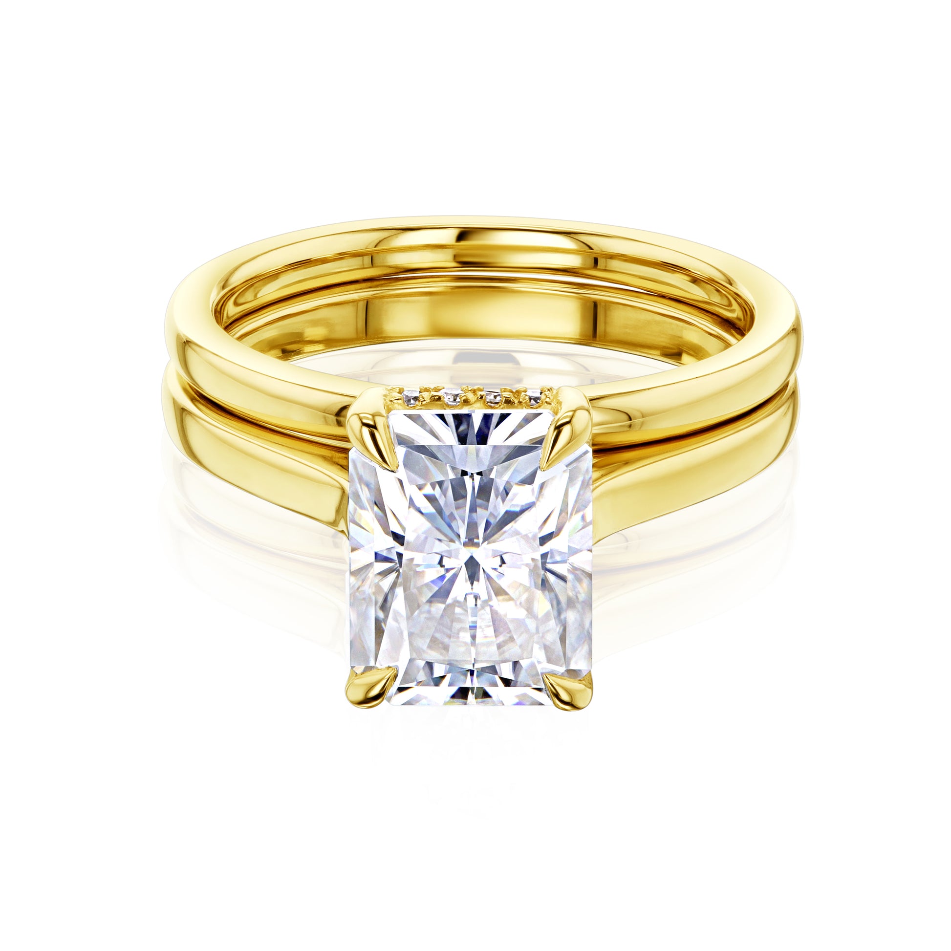 Kobelli London Collection Raisa 2.7ct Radiant Moissanite Cathedral Bridal Set