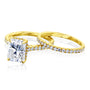 Kobelli London Collection Raine 2.7ct Hidden Halo Radiant Moissanite Cathedral Bridal Set with 14K Gold Band