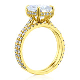 Kobelli London Collection Raine 2.7ct Hidden Halo Radiant Moissanite Cathedral Bridal Set with 14K Gold Band