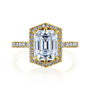 Kobelli Hexagon Halo 2.45ct Emerald Moissanite & 0.50ct Diamond Engagement Ring in 14k Gold - Saturday Collection