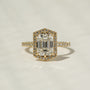 Kobelli Hexagon Halo 2.45ct Emerald Moissanite & 0.50ct Diamond Engagement Ring in 14k Gold - Saturday Collection