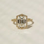 Kobelli Hexagon Halo 3.50ct Emerald Moissanite & 0.55ct Diamond Engagement Ring in 14k Gold - Saturday Collection
