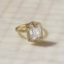 Kobelli Hexagon Halo 3.50ct Emerald Moissanite & 0.55ct Diamond Engagement Ring in 14k Gold - Saturday Collection