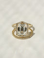 Kobelli Hexagon Halo 4.90ct Emerald Moissanite and Diamond Rings