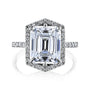 Kobelli Hexagon Halo 4.90ct Emerald Moissanite & 0.55ct Diamond Engagement Ring in 14k Gold - Saturday Collection