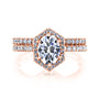 Kobelli Hexagon Halo 1.5ct Oval Moissanite and Diamond Rings