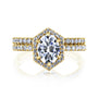 Kobelli Hexagon Halo 1.5ct Oval Moissanite and Diamond Rings