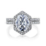 Kobelli Hexagon Halo 3ct Oval Moissanite and Diamond Rings