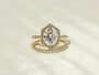 Kobelli Hexagon Halo 3ct Oval Moissanite and Diamond Rings