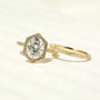 Kobelli Hexagon Halo 3ct Oval Moissanite and Diamond Rings