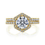 Kobelli Hexagon Halo 1.5ct Round Moissanite and Diamond Rings