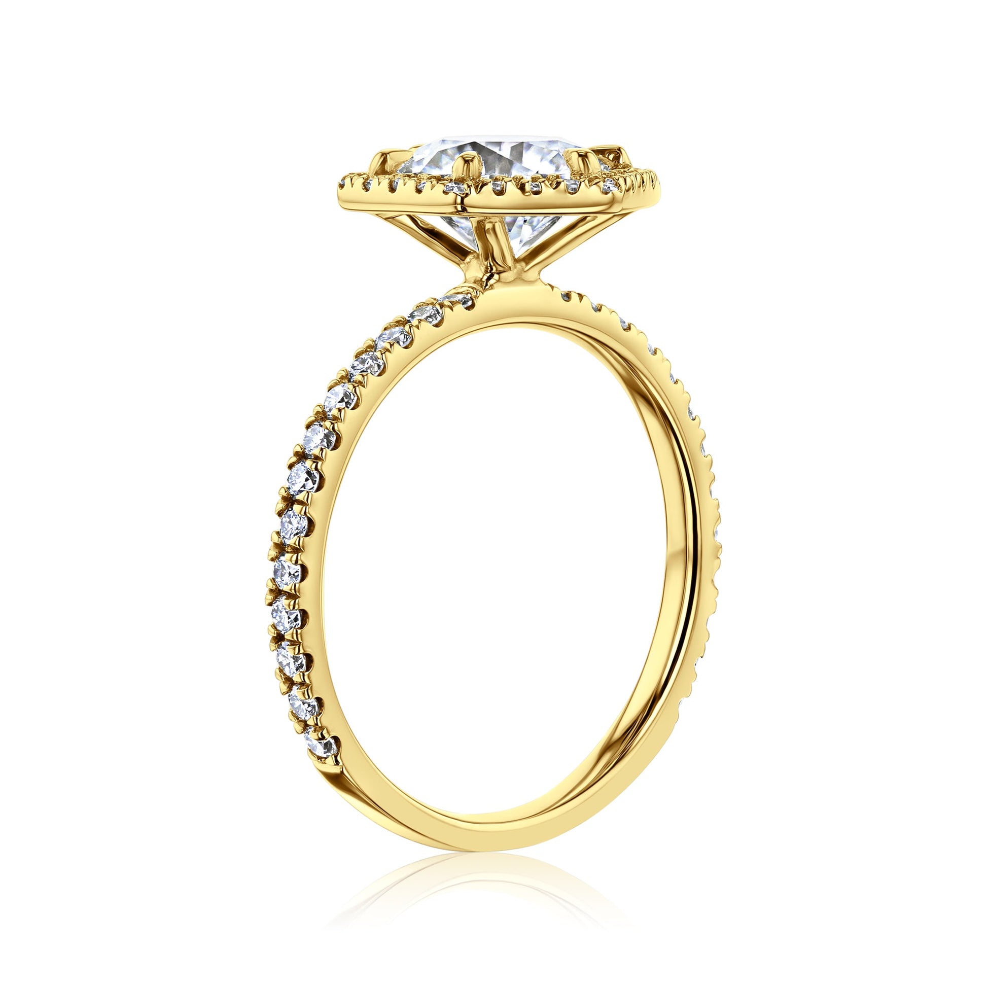 Kobelli Hexagon Halo 1.5ct Round Moissanite & 0.5ct Diamond Engagement Ring in 14k Gold - Saturday Collection