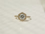 Kobelli Hexagon Halo 1.5ct Round Moissanite and Diamond Rings