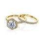 Kobelli Hexagon Halo 1.9ct Round Moissanite and Diamond Rings