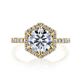 Kobelli Hexagon Halo 1.9ct Round Moissanite & 0.48ct Diamond Engagement Ring in 14k Gold - Saturday Collection