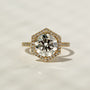 Kobelli Hexagon Halo 3.1ct Round Moissanite & 0.50ct Diamond Engagement Ring in 14k Gold - Saturday Collection