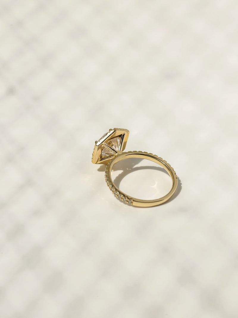 Kobelli Hexagon Halo 3.1ct Round Moissanite & 0.50ct Diamond Engagement Ring in 14k Gold - Saturday Collection