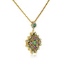 Kobelli Chrysanthemum Sapphire Diamond Emerald Necklace