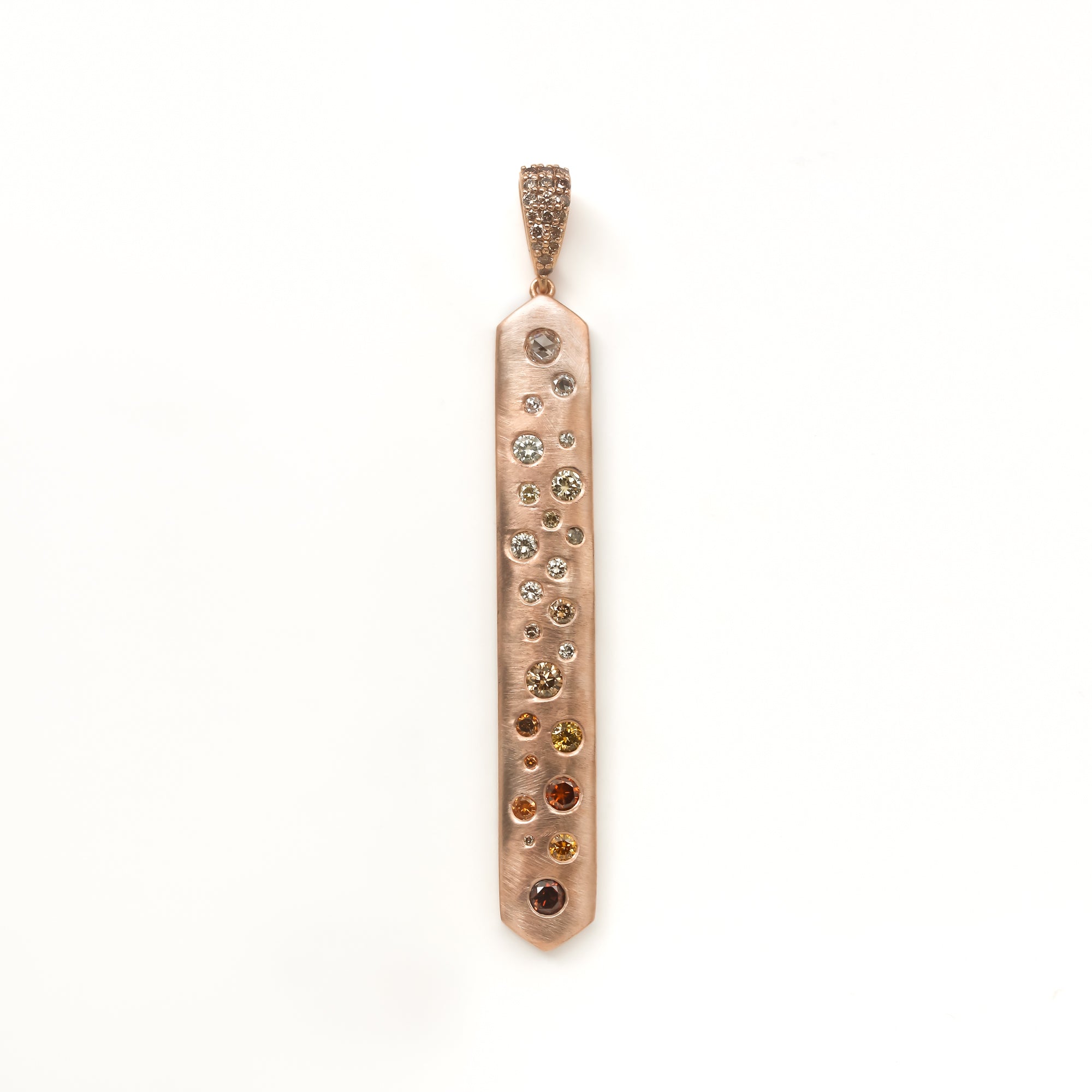 Kobelli Custom Tailored Fancy Colored Diamond Dots Bar Pendant