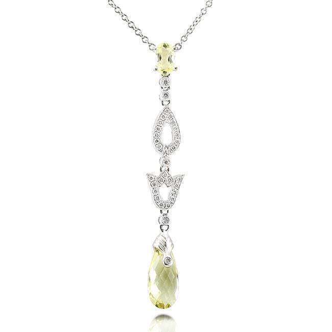 Kobelli Lemon Quartz & Diamond Necklace 1 3/4 Carat (ctw) in 18k White Gold C113LQX