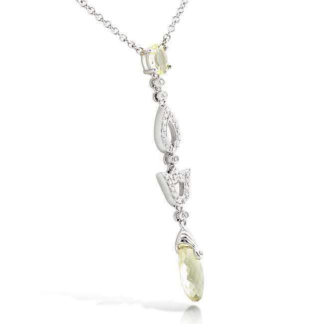 Kobelli Lemon Quartz & Diamond Necklace 1 3/4 Carat (ctw) in 18k White Gold C113LQX