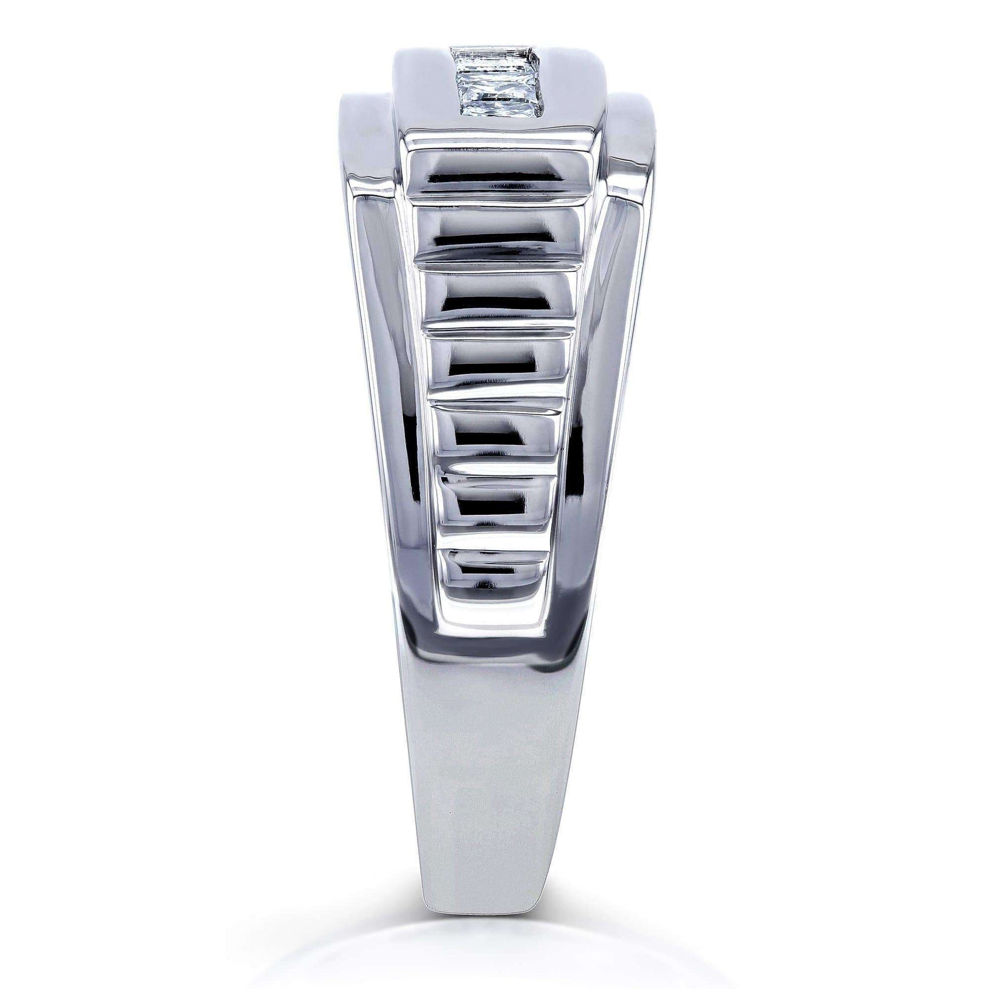 Kobelli Mens Ring Channel Square Diamonds 1/2 Carat (ctw) in 10k White Gold