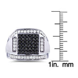 Kobelli Mens Ring Square Black Diamond Pave 1 Carat (ctw) in 10k White Gold
