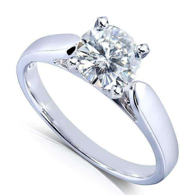Kobelli Round Moissanite Solitaire Engagement Ring 1 1/2 CTW 14k White Gold